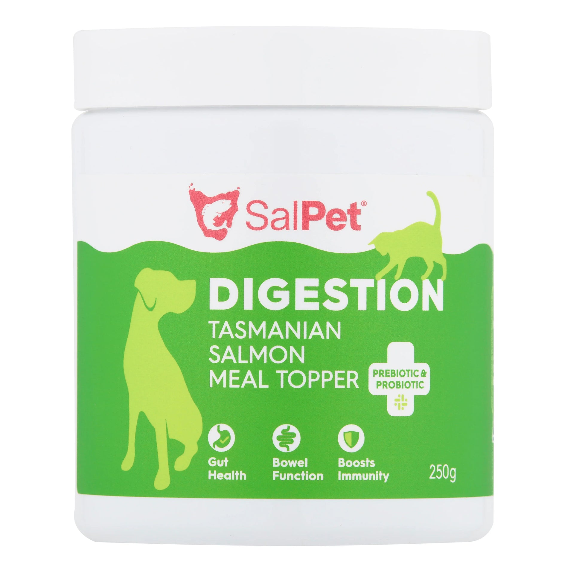 SalPet Digestion Tasmanian Salmon Meal Topper for dogs & cats, 250g, supports gut health, bowel function, immunity with prebiotic & probiotic