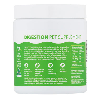 Digestion pet supplement with probiotics & Tasmanian salmon powder for dogs and cats gut health