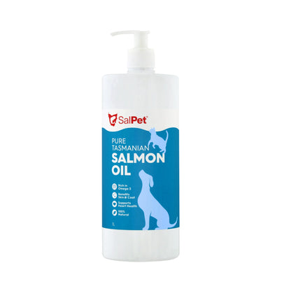 Pure Tasmanian Salmon Oil for dogs & cats, rich in Omega 3, supports skin, coat & heart health, 1L bottle